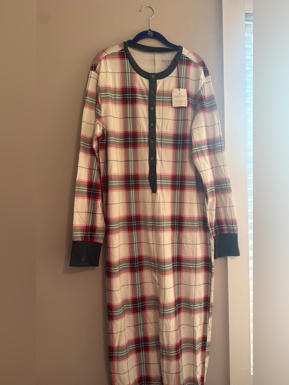 Kids Plaid Holiday Henley Nightgown - Red & Black